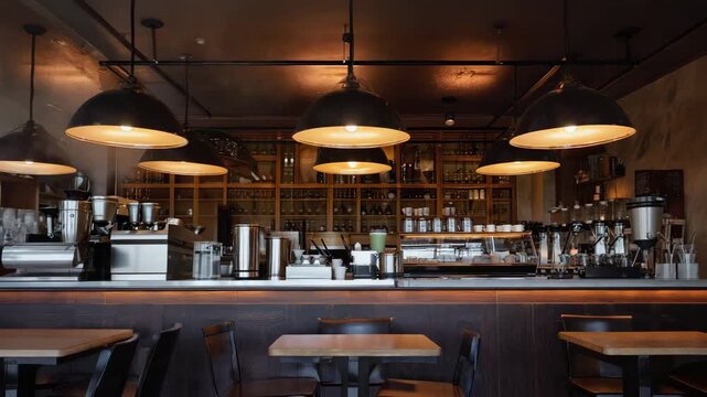Smoke filling coffee shop interior