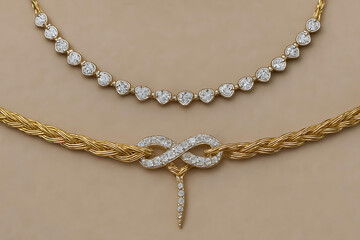 Fototapeta premium Elegant gold and diamond necklace perfect for glamorous party look