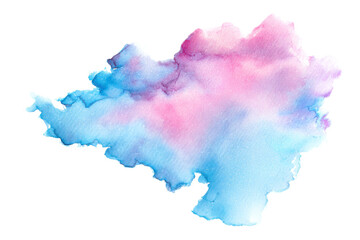 Vibrant watercolor splash blends pink and blue hues, creating dreamy, cloud like effect. soft gradients evoke sense of calm and creativity