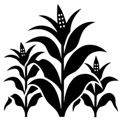 vector black silhouettes of plants