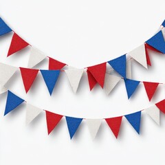 Obraz premium Bunting USA. American Flag Colors Celebration Set for July Decor with Border and Garland