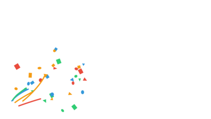 Colorful geometric shapes confetti explosion. Abstract animation of flying squares, circles, and triangles for party, celebration, or event visuals. Fun graphic elements with a transparent background.