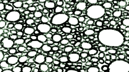 Abstract seamless pattern of hand-drawn black grunge circles with a rough texture. This dynamic, modern, and artistic design is perfect for overlays and graphic elements on a transparent background.