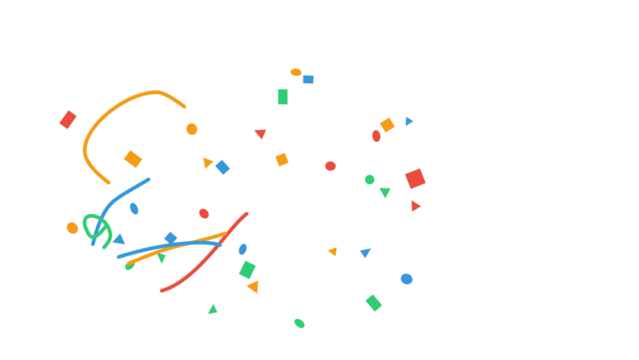 Colorful confetti with various geometric shapes and streamers falling during a celebration. Festive abstract party background element with a transparent background for easy compositing and design.