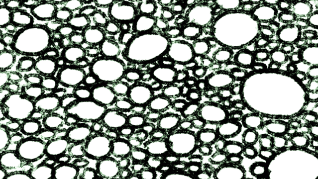 Abstract seamless pattern of hand-drawn black grunge circles with a rough texture. This dynamic, modern, and artistic design is perfect for overlays and graphic elements on a transparent background.