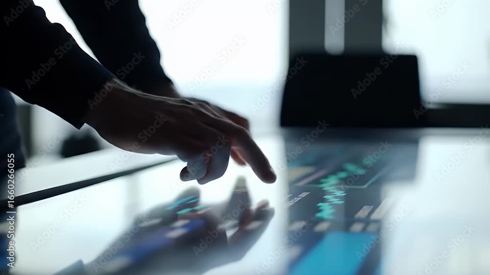 Poster Hands Interacting On Modern Touchscreen Display