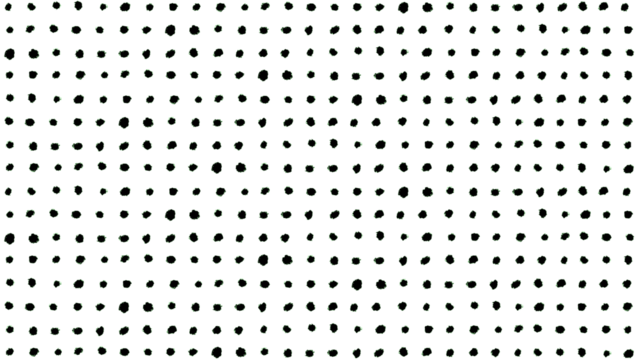 Abstract grid pattern of black inkblots. Hand-drawn grunge paint splatters arranged in a matrix. Graphic design element with a transparent background for easy compositing and overlay effects.