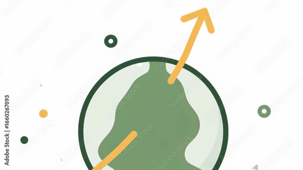 Aufkleber minimal design of rising arrow in green circle with abstract elements for inspirational themes