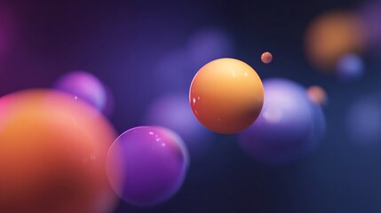 Blurred, colorful spheres floating in a purple, orange, and blue gradient space