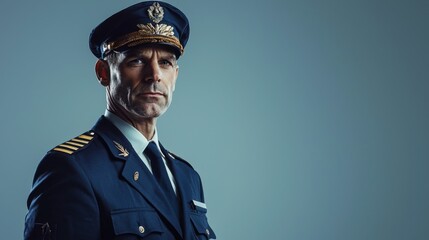 A professional male police officer wearing a uniform, looking at the camera with a confident and serious expression.