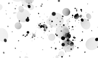 Abstract black and white bokeh light effect with floating particles. Monochrome glitter dust overlay isolated on a transparent background.
