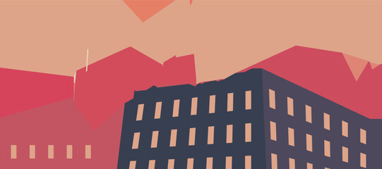 Abstract landscape in minimalism style. City.
