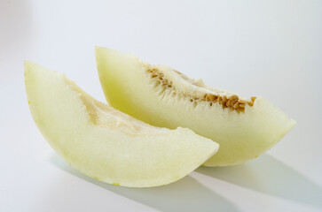 Honeydew Melon on White Background.