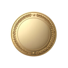 Elegant gold medal with decorative leaf border