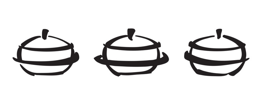 Hand Drawn Traditional Iron Cooking Pot Illustration Vector