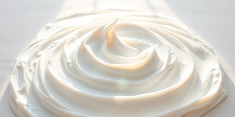 Sunlit swirl of whipped cream, peaks and valleys on pristine white surface,  culinary,  creamy