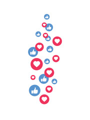 Like and Love Icons Floating Up Vector Illustration