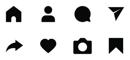 Set of Flat Social Media Icons for Web and App Design