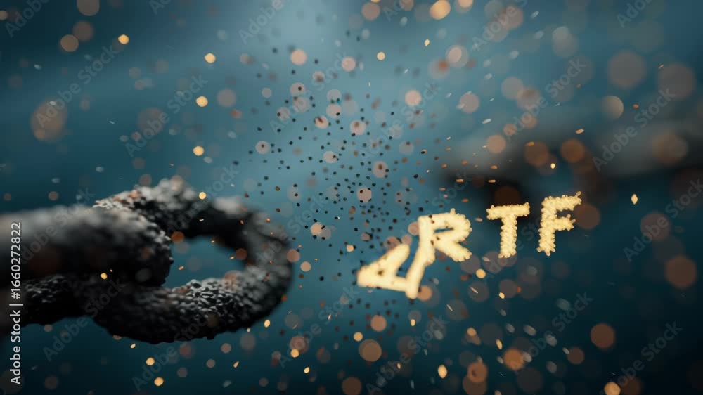 Aufkleber conceptual surreal illustration of a chain breaking with glittering text emerging from it