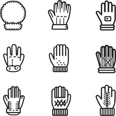 Obraz premium Fur Gloves black Line Editable Icons set