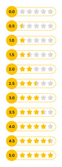 Rating Gold Star vector set, used for ranking and showing points.