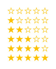 Rating Gold Star vector set, used for ranking and showing points.