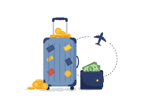 Man climbing ladder to reach money bag icon illustration cartoon vector