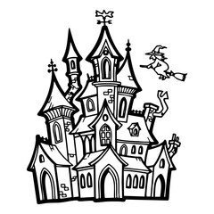 Fototapeta premium Haunted Mansion with Witch Functional Design