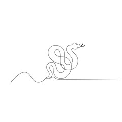 Snake tattoo sticker logotype cartton simple minimalist icon continuous one line drawing outline vector illustration	