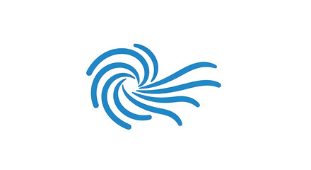 Stylized vector graphic of a majestic blue mountain range with snowy peaks. An isolated icon for adventure and travel concepts.