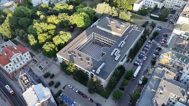 Drone view of UMFC Chopin University of Music in Warsaw, Poland
