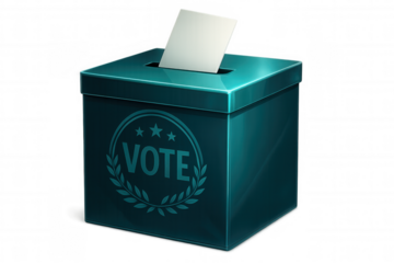 Ballot casting into voting box, symbolizing democratic electoral process against clean backdrop