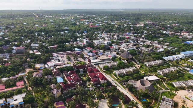 Drone view of Kendwa village in Zanzibar, Tanzania