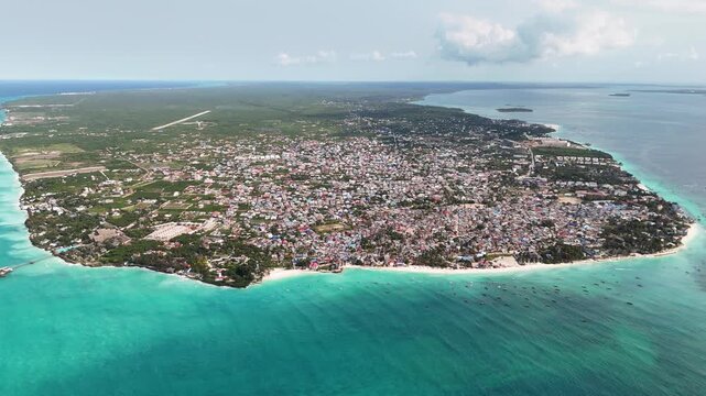 Drone footage of northern coast of Zanzibar, Tanzania