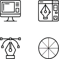Graphic Design and Digital Tools Line Icon Pack, Editable Vector Collection