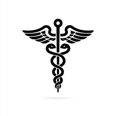 Symbol of Hope Black Caduceus Signifies Health and Healing in Modern Medicine with a Clean White