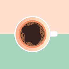 Warm flat vector illustration of a coffee cup on a pastel background, symbolizing cozy autumn mornings. Perfect for seasonal design projects, social media, and invitations.