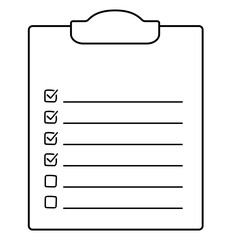 チェックリスト、to doリスト、タスクリスト、doneリストのアイコン。チェックマーク、クリップボードのイラスト。