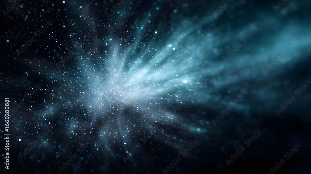 Aufkleber particle explosion with digital interface background futuristic tech concept