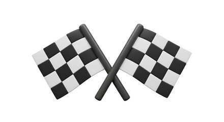 Fototapeta premium 3D rendering of crossed finish line flags on a white background creating a sense of victory