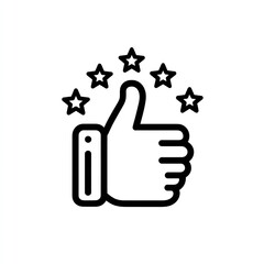Thumbs up for success five stars shining a gesture of approval and delight in simple vector stark