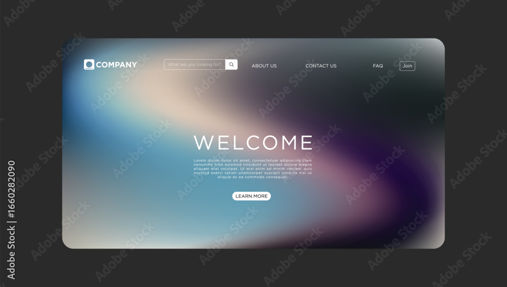 Aufkleber welcome website template design with blurred gradient background for modern business projects