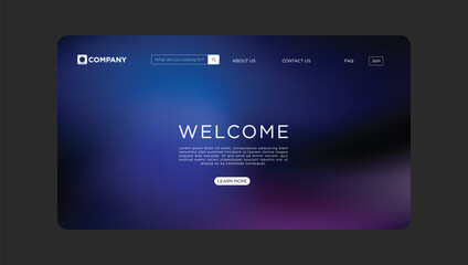 Modern digital landing page with navigation and welcome message, professional website design