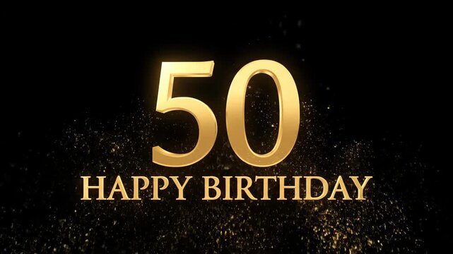 Happy 50th birthday greetings in golden luxury style, happy birthday greetings 