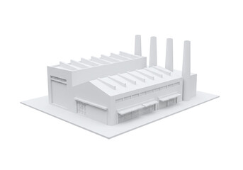 Industrial Factory Building White Base Mockup Architectural Model