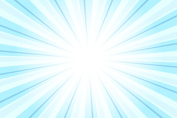 Baby Blue Background with Sun Ray. Abstract Texture with Light of Sunburst. Radial Beam of Sunlight. Retro Background with Flash. Abstract Blue Sunburst Vector Illustration.