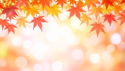 Fototapeta premium Autumn Maple Leaves Background 秋のもみじ 紅葉 イラスト
