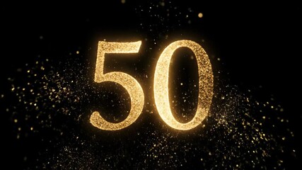 Happy 50th birthday greetings in golden luxury style, happy birthday greetings