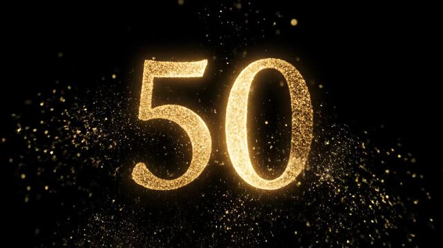 Happy 50th birthday greetings in golden luxury style, happy birthday greetings 