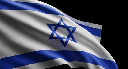 Israel National Flag Waving in the Wind